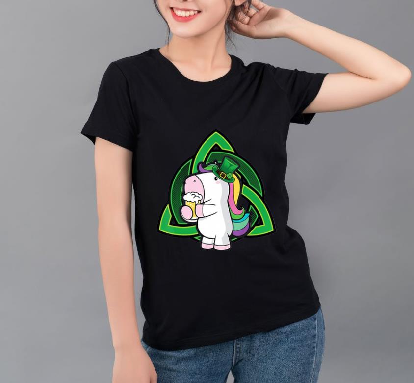 Pretty Unicorn With Rainbow Hair And Beer Saint Patrick’s Day shirt