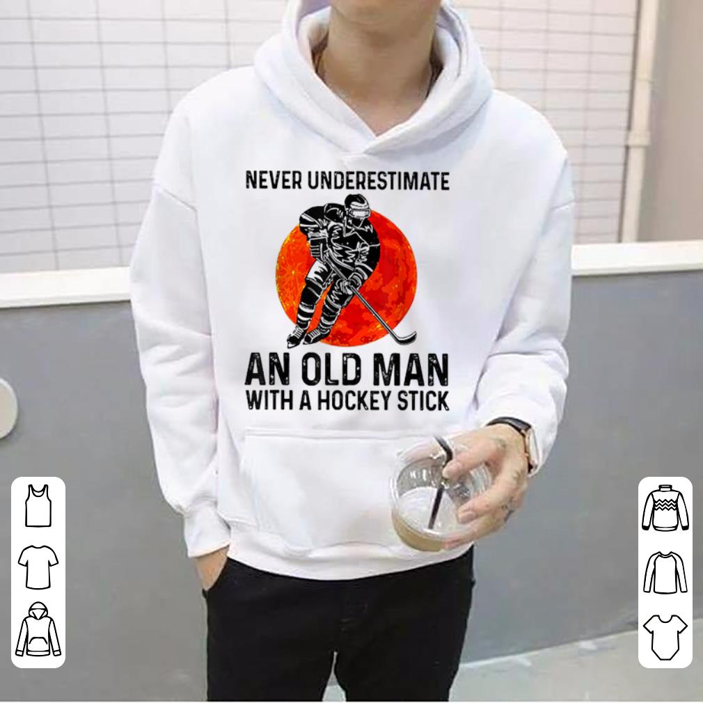 Great Blood Moon Never Underestimate An Old Man With A Hockey Stick shirt