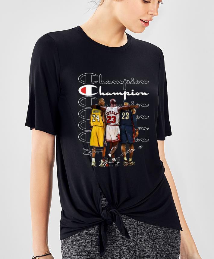 Great Kobe Bryant Michael Jordan and LeBron James Champion signatures shirt