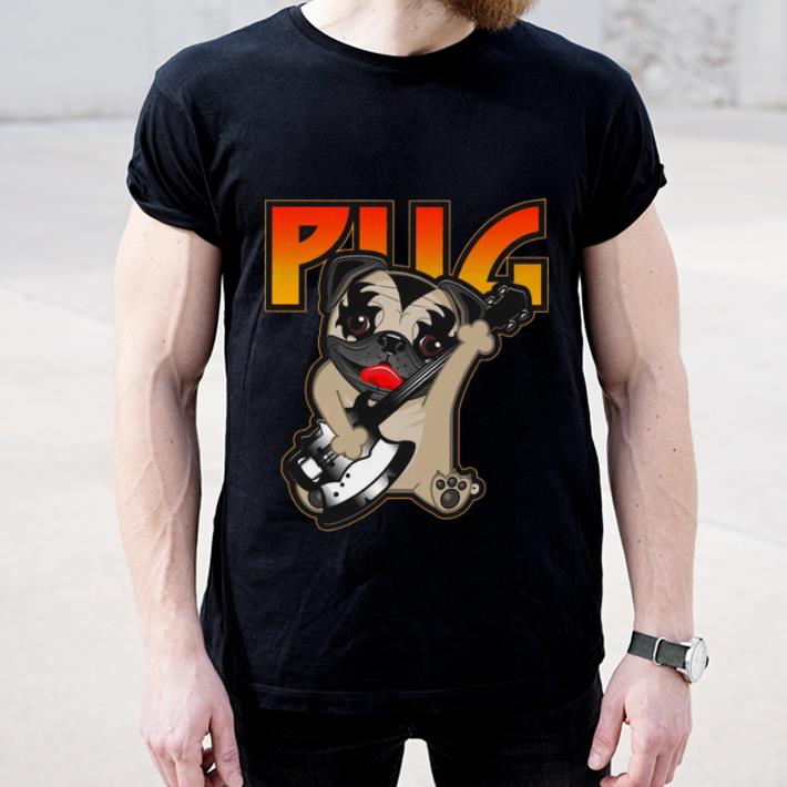 Hot Pug Playing Guitar Kiss Rock Band shirt