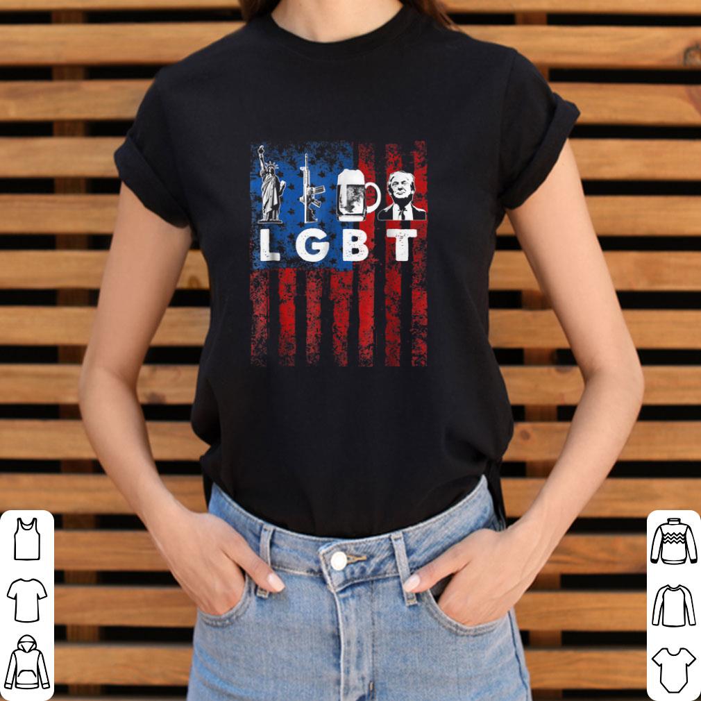 Lgbt Parody Liberty Guns Beer Trump USA flag American shirt, hoodie ...