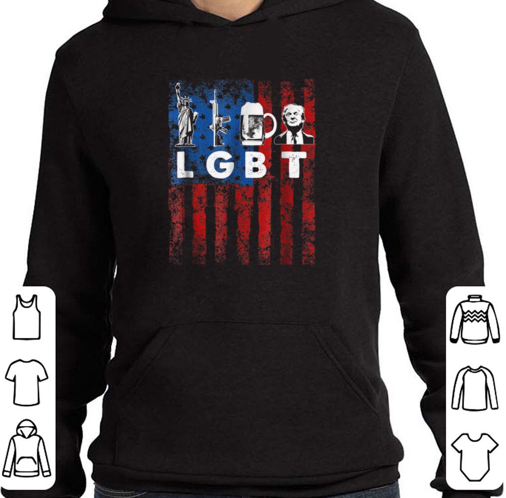 Lgbt Parody Liberty Guns Beer Trump USA flag American shirt