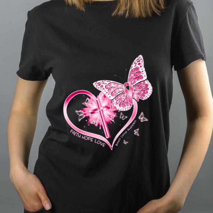 Original Butterflies heart faith hope love breast cancer awareness shirt