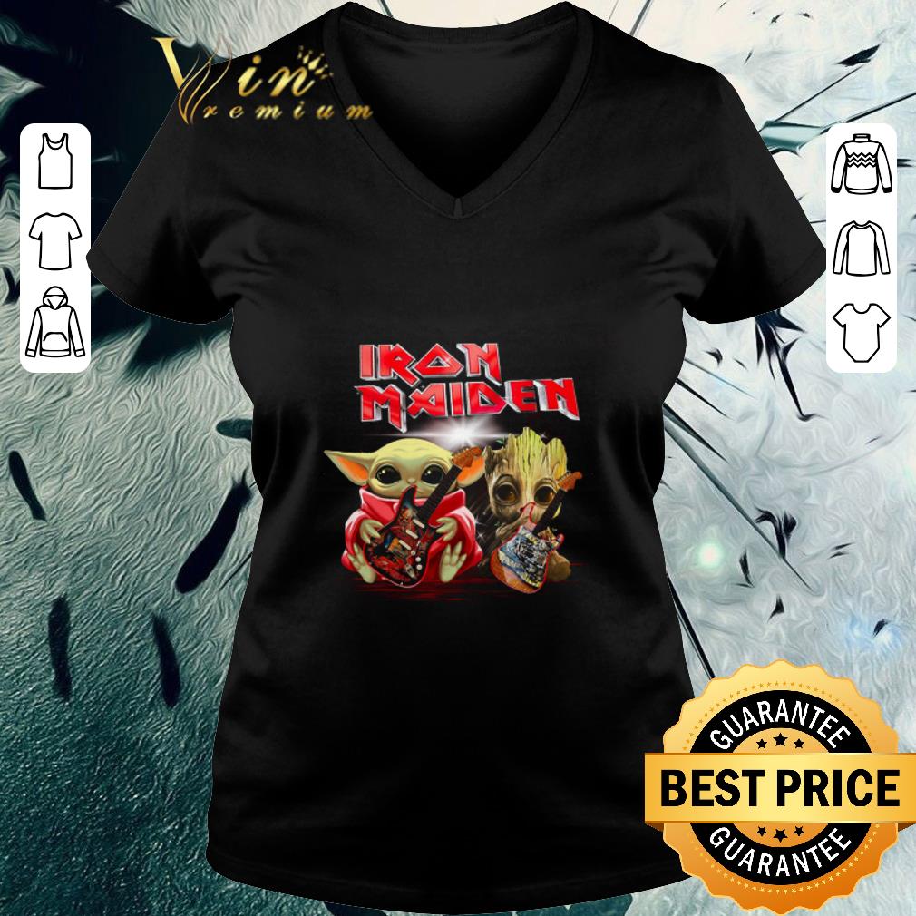 Pretty Iron Maiden Baby Yoda and Baby Groot play guitar shirt 3 Pretty Iron Maiden Baby Yoda and Baby Groot play guitar shirt 3