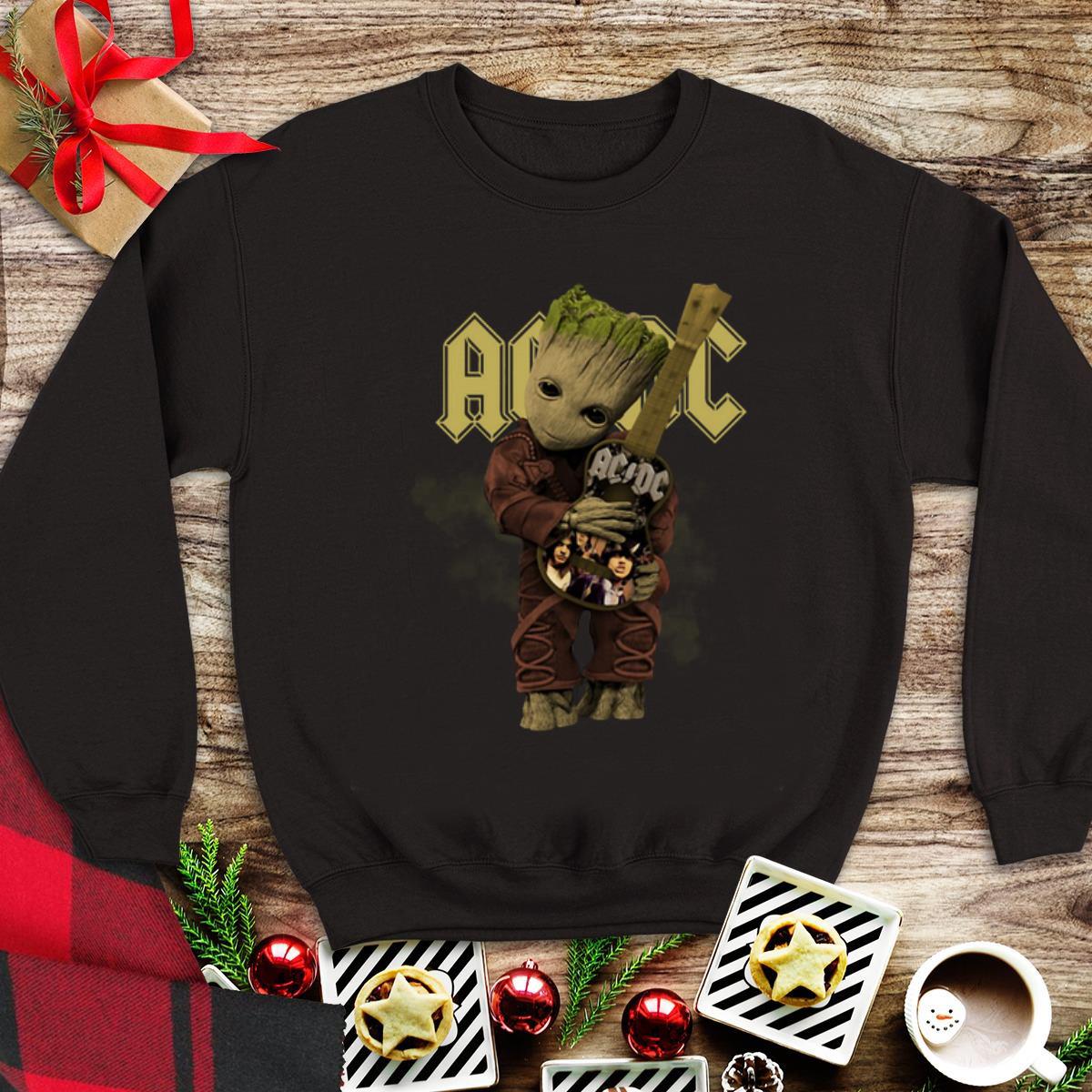Awesome Baby Groot Hug ACDC Guitar shirt