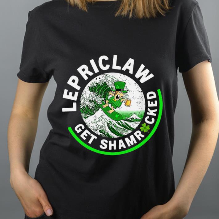 Great Lepriclaw Shamrock Leprechaun Surf Wave Beer Drinking shirt
