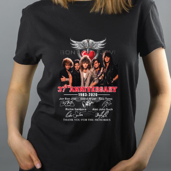 Hot Bon Jovi 37th anniversary 1983 – 2020 thank you for the memories signatures shirt