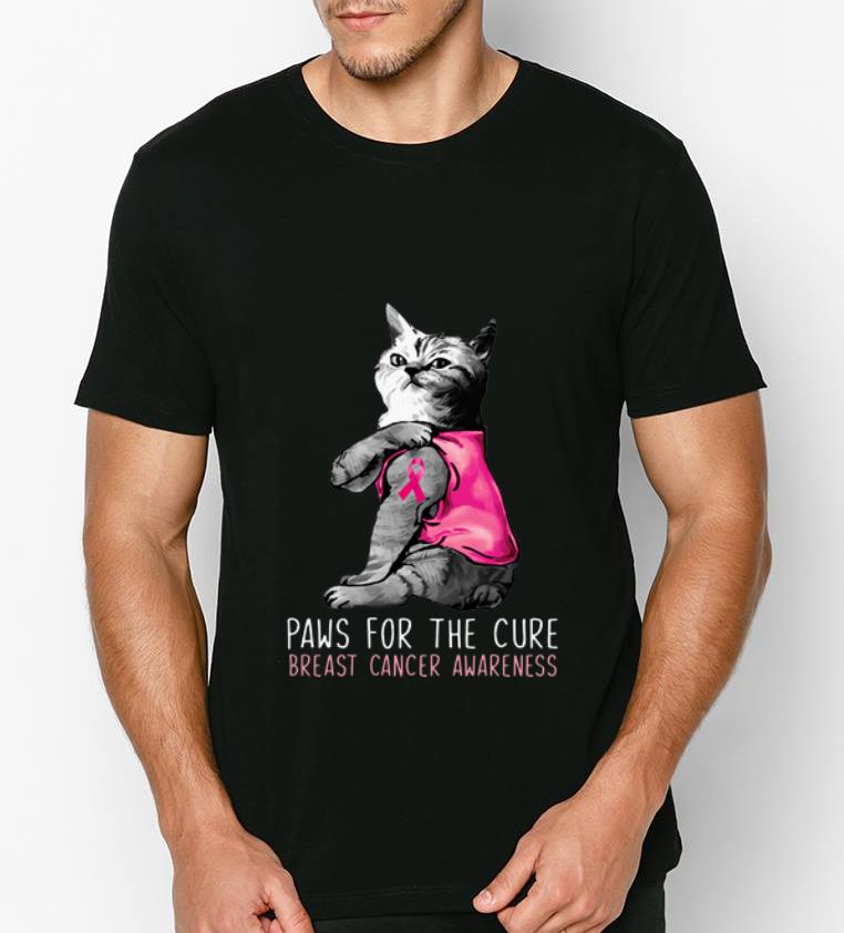 Nice Cat Paws For The Cure Breast Cancer Awareness Pink Ribbon shirt