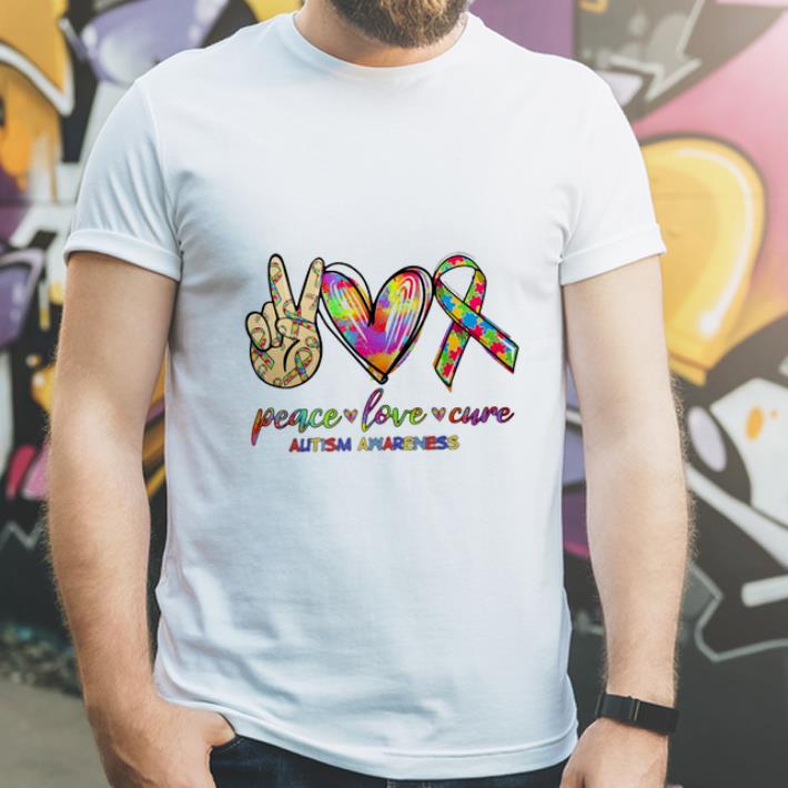 Nice Peace Love Cure Autism Awareness shirt