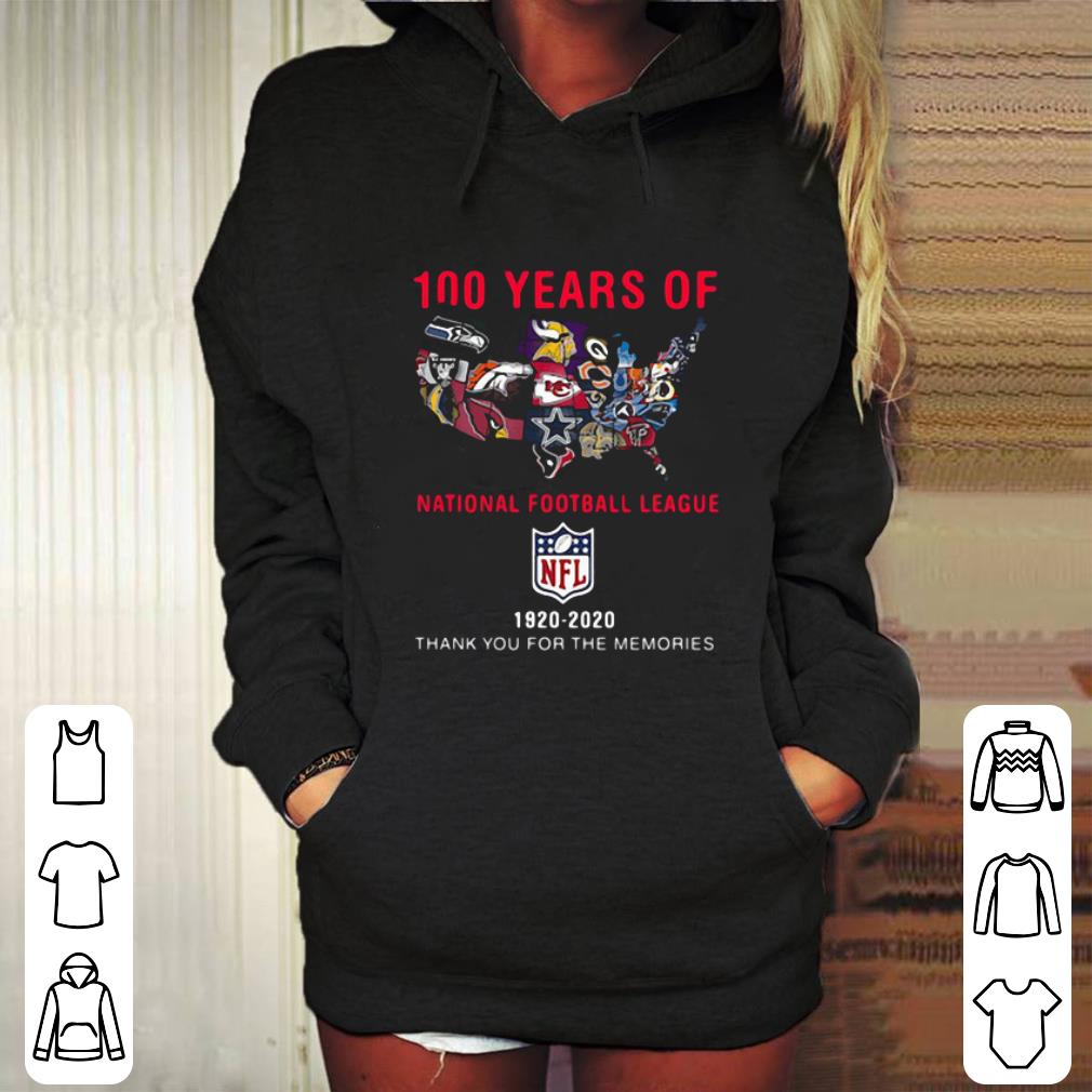 Original 100 years of NFL team map 1920-2020 thank you for the memories shirt