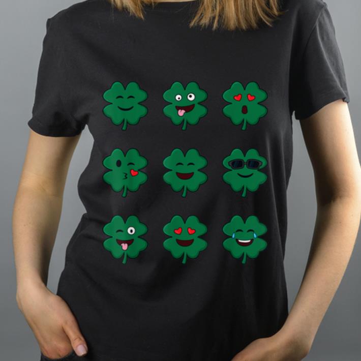 Original Clover Emojis St Patricks Day Emoticons Boys Girls Kids shirt