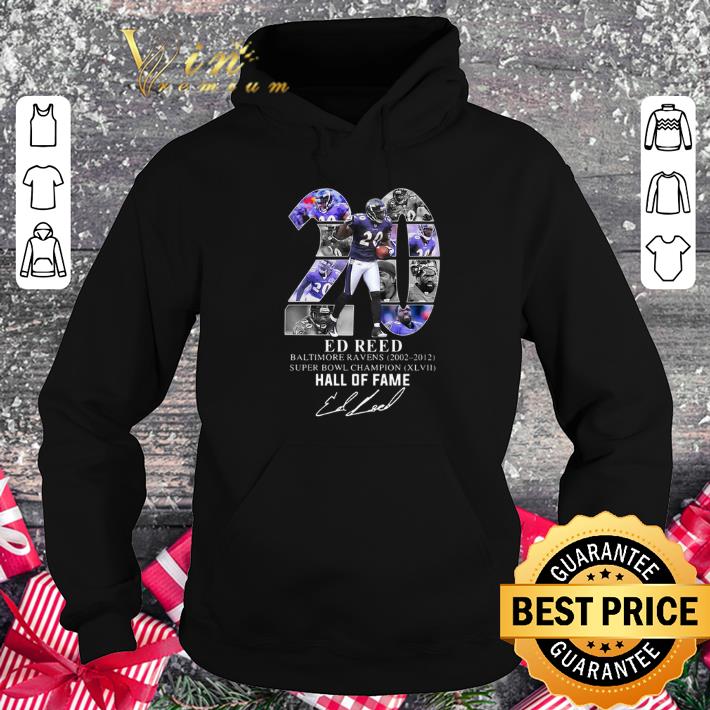 Pretty 20 Ed Reed Baltimore Ravens 2002 2012 Super Bowl Champion Hall of Fame Signature shirt
