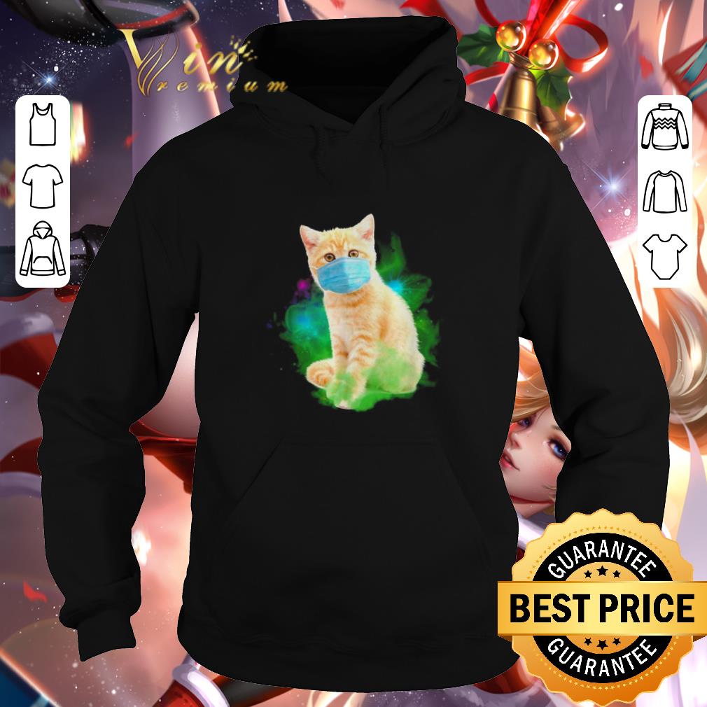 Pretty Cat wearing face mask shirt