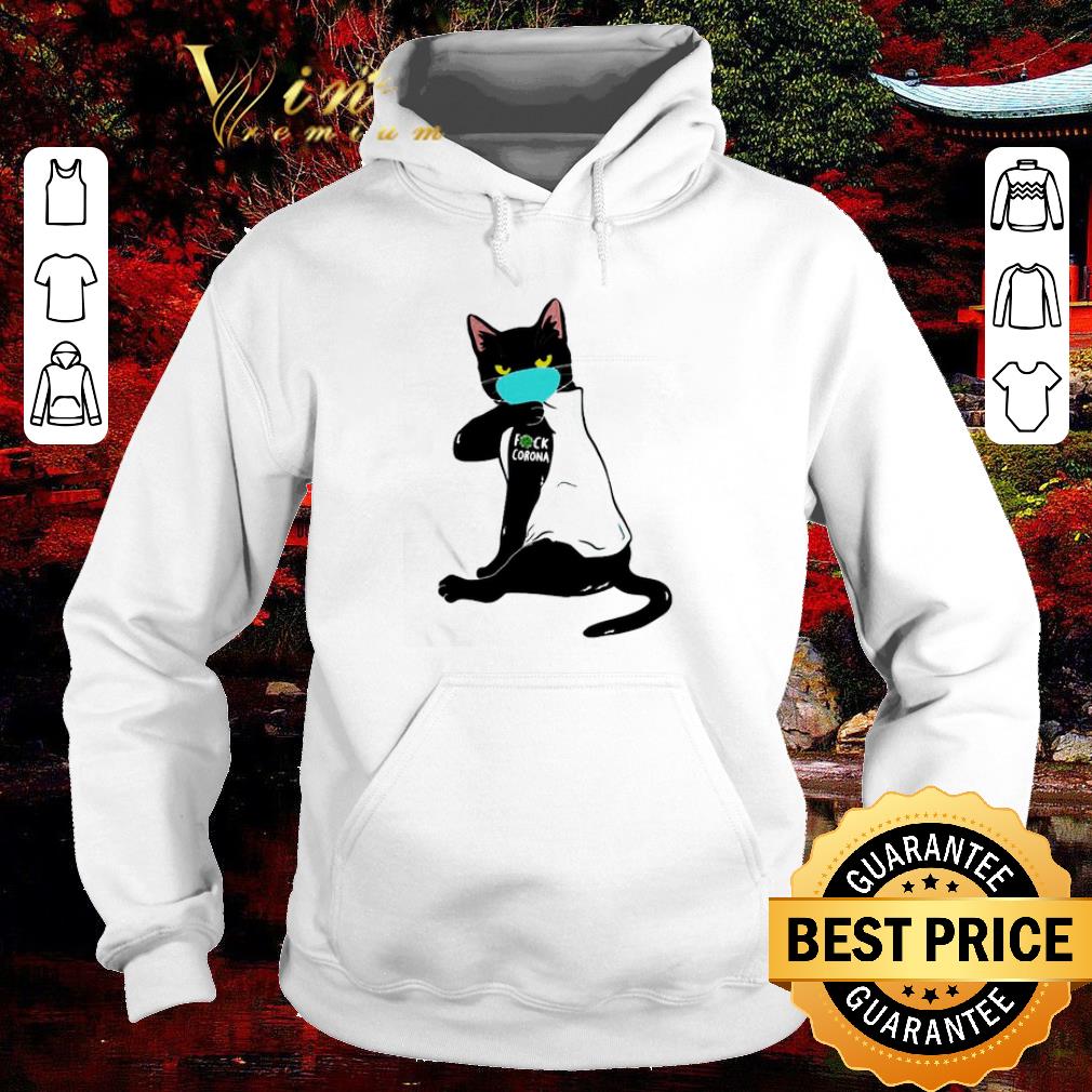 Top Black cat face mask fuck Corona tattoo shirt