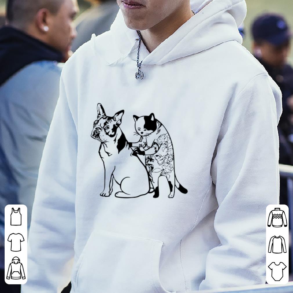 Top Boston Terrier And Cat Tattoo shirt