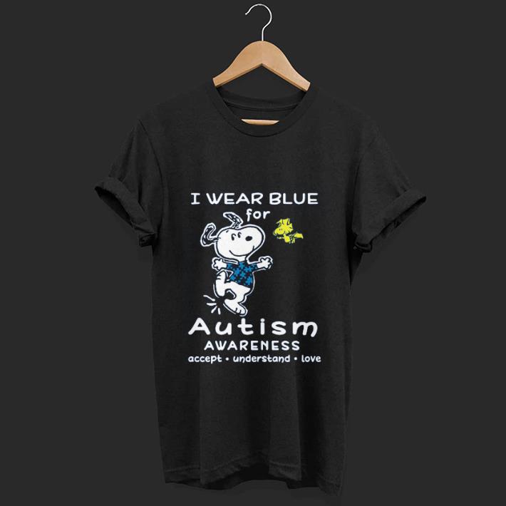 Top Snoopy I Wear Blue For Autism Awareness Accept Understand Love shirt