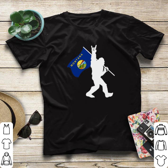 Funny Bigfoot Middle Finger Montana State Flag shirt