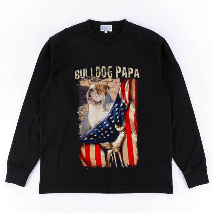 Great Bulldog Papa American Flag shirt