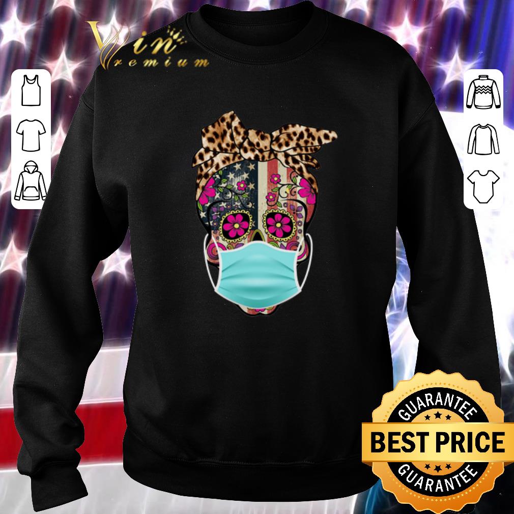 Nice Sugar skull mask American leopard flag shirt