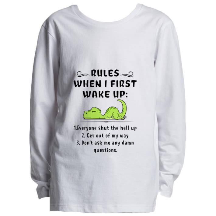 Original Rules When I First Wake Up Everyone Shut The Hell Up Dinosaurs shirt