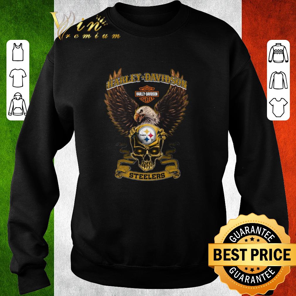 Premium Eagle skull Harley-Davidson Pittsburgh Steelers shirt