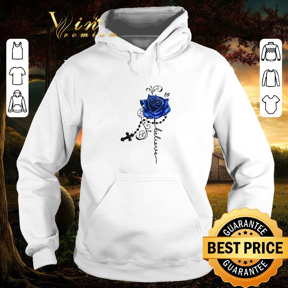 Top Believe Blue Rose Hippie Cross shirt