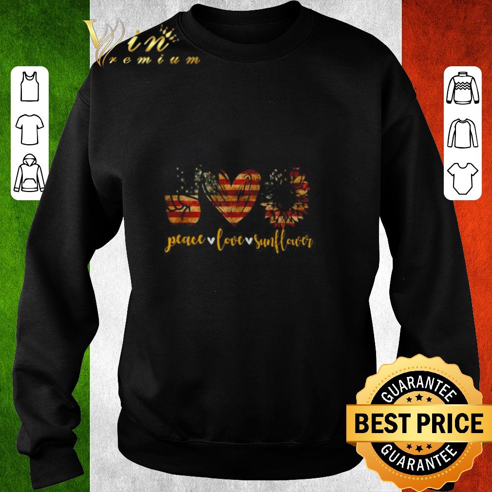 Original Peace love sunflower American flag independence day shirt
