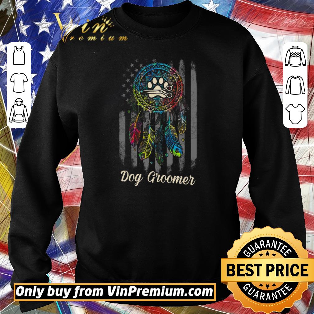 Pretty Dream Catcher Native Color Dog Groomer American Flag shirt