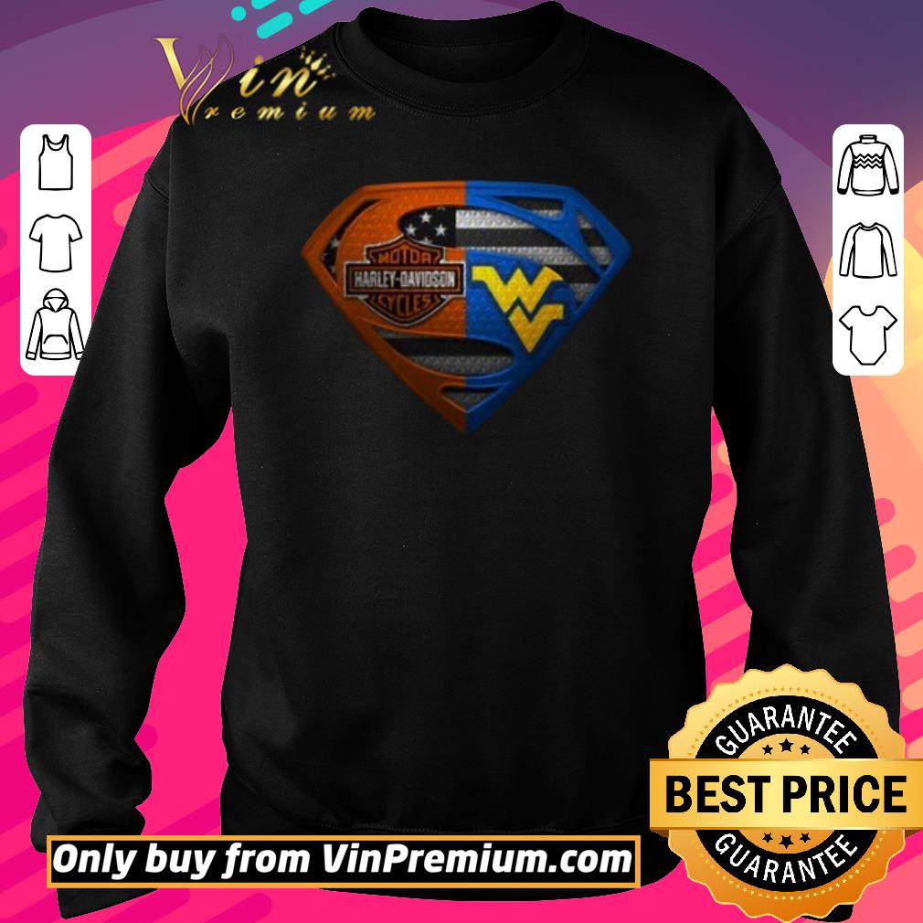 Nice Superman Harley Davidson And West Virginia Mountaineers football shirt