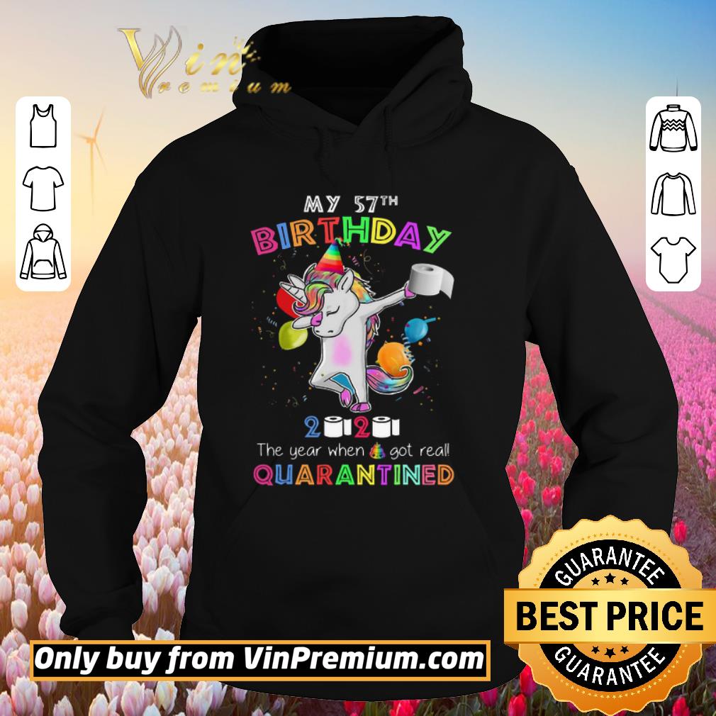 Awesome Unicorn My 57th Birthday 2020 The Year When Shit Got Real Quanrantined shirt