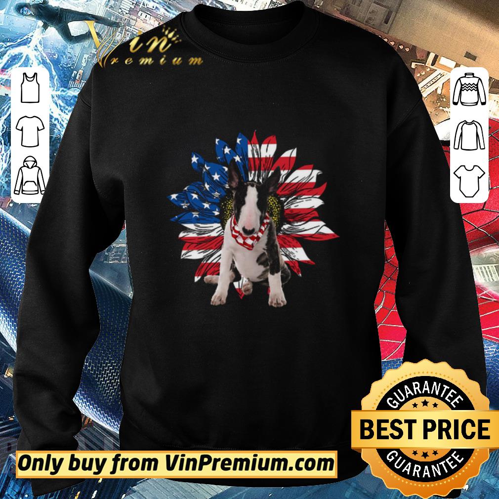 Pretty Bull Terrier Sunflowers American Flag shirt