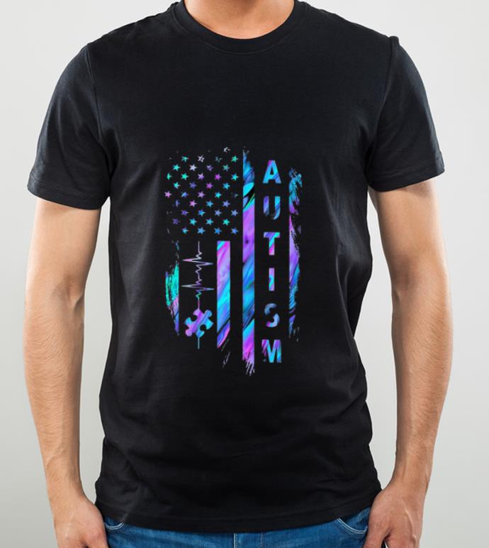 Top Autism Heartbeat American Flag shirt