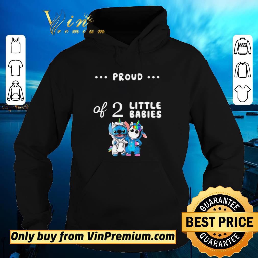 Baby Stitch and unicorn proud of 2 little babies shirt