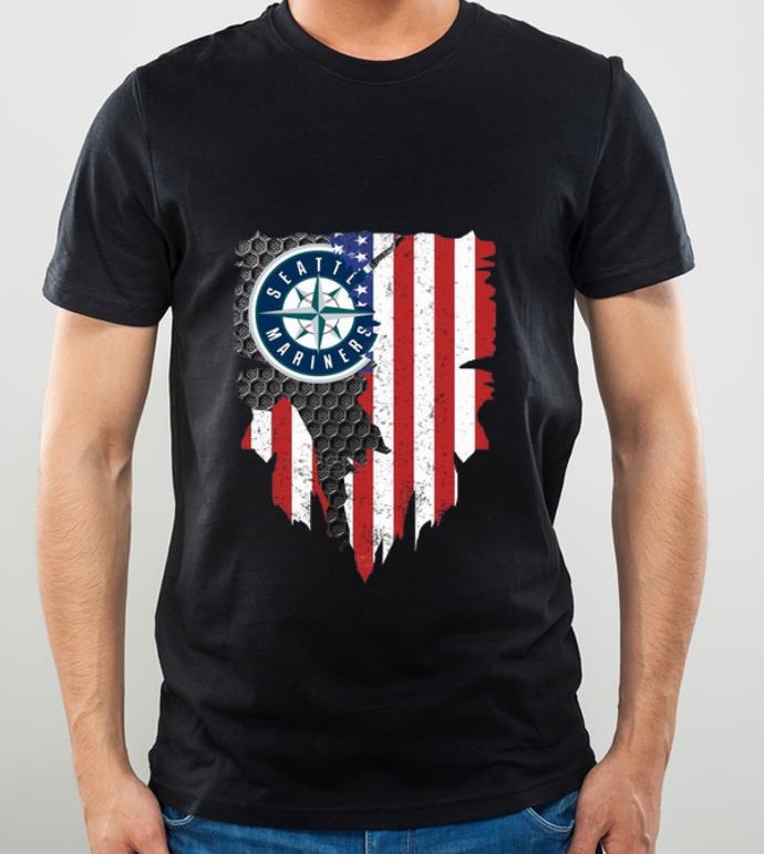 Top Seattle Mariners Blood Inside American Flag shirt
