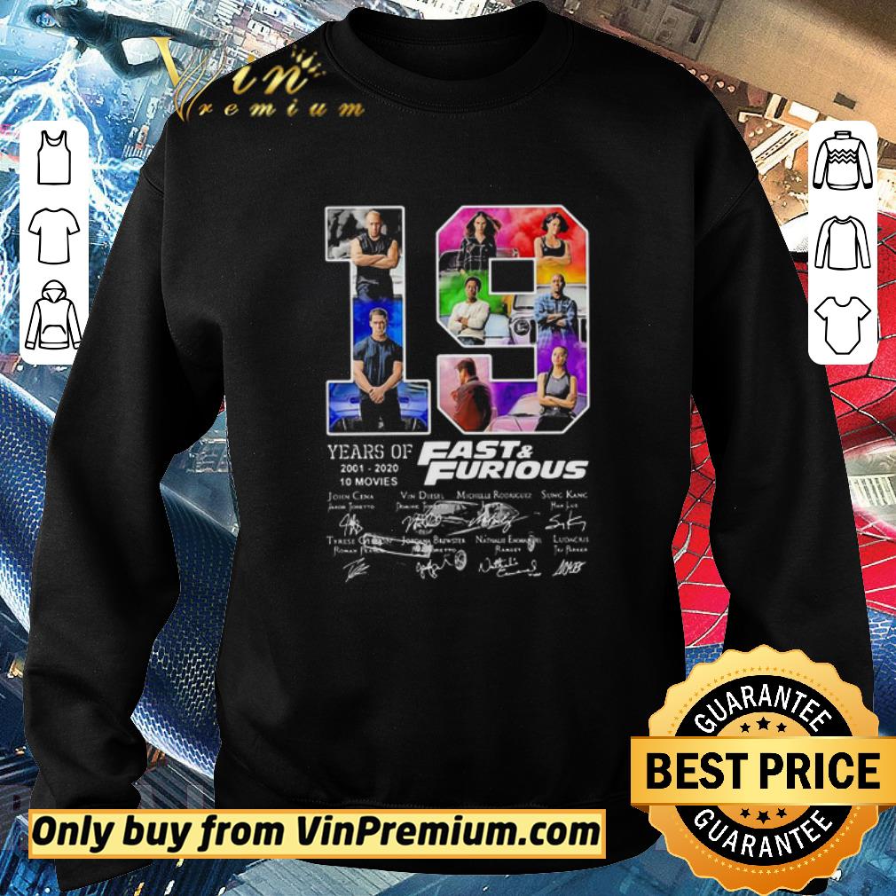 Awesome Fast and Furious 19 years of 2001 2020 10 movies signatures shirt