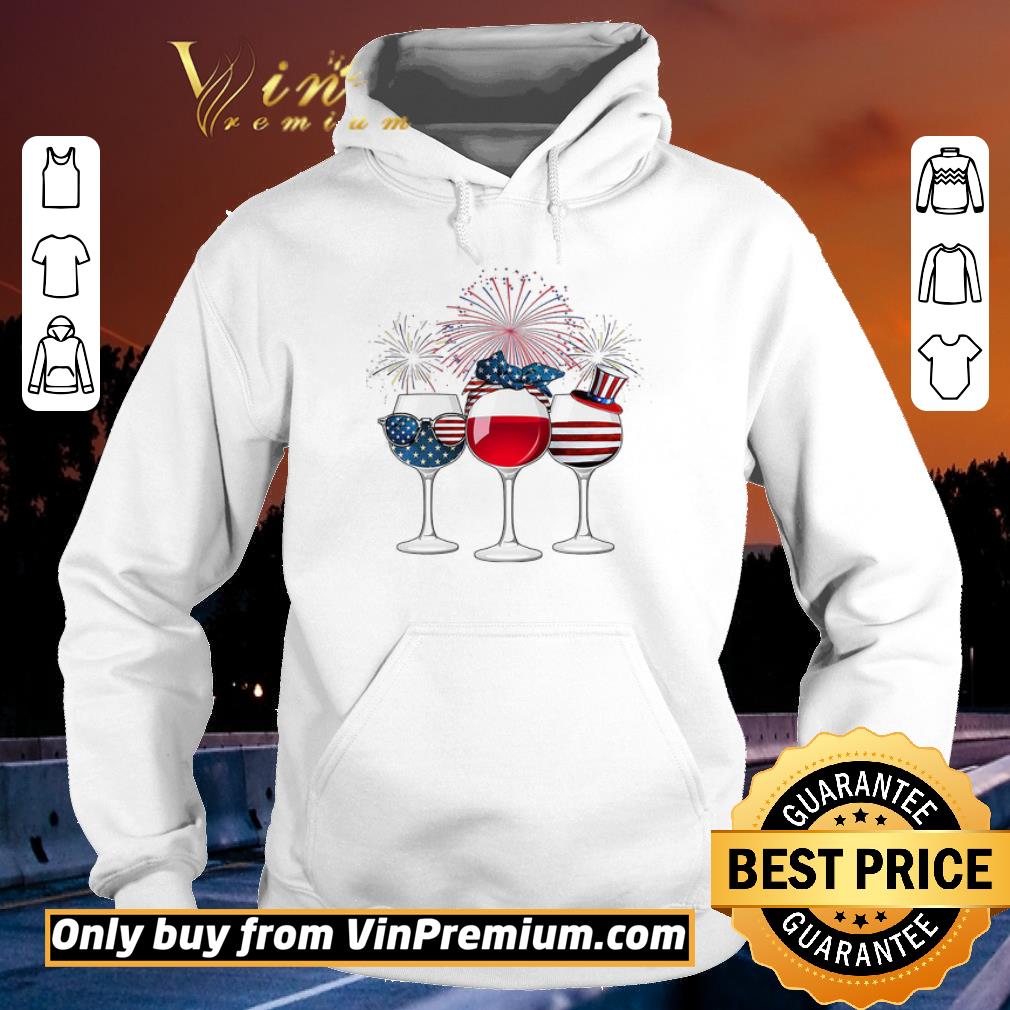 4th Of July Firework Wine American Flag shirt