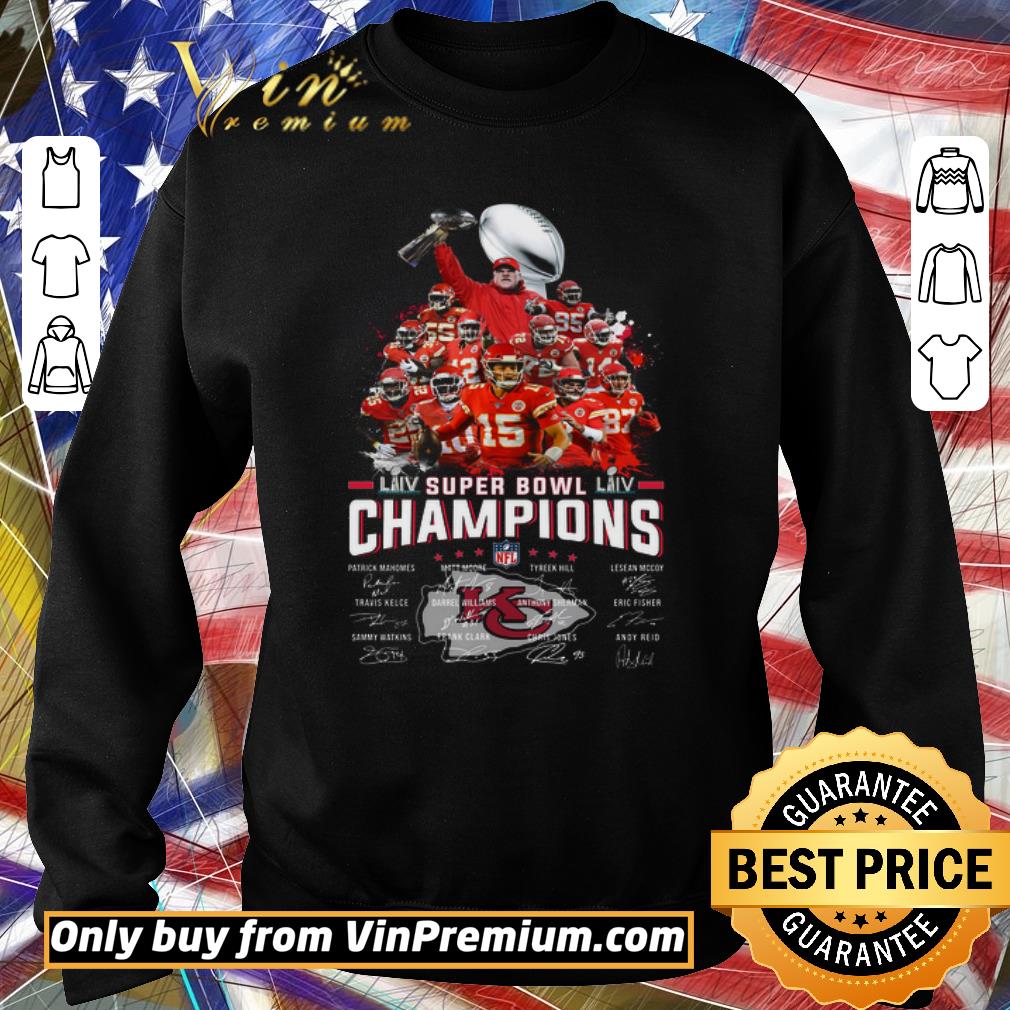 Awesome Super Bowl LIV Champions signatures Kansas City Chiefs shirt