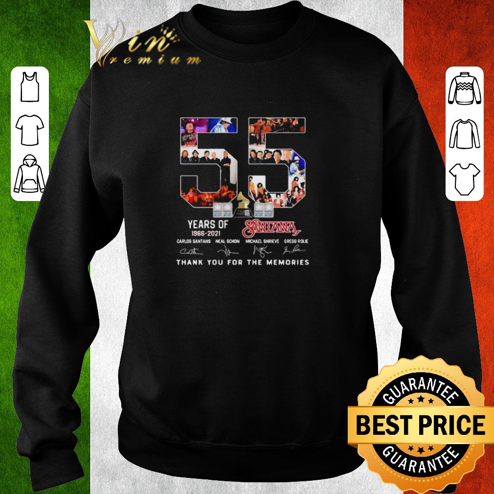 Nice 55 years of 1966 2021 Santana thank you for the memories signature shirt