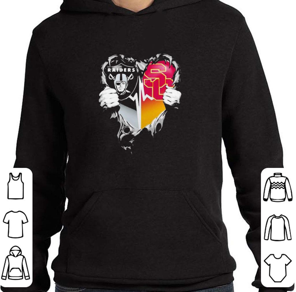Awesome Inside Me Oakland Raiders And USC Trojans Heartbeat shirt 6 Awesome Inside Me Oakland Raiders And USC Trojans Heartbeat shirt