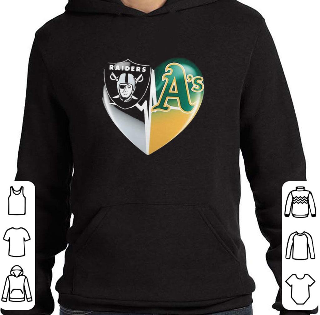 Original Love Oakland Raiders And Oakland Athletics Logo Heartbeat shirt