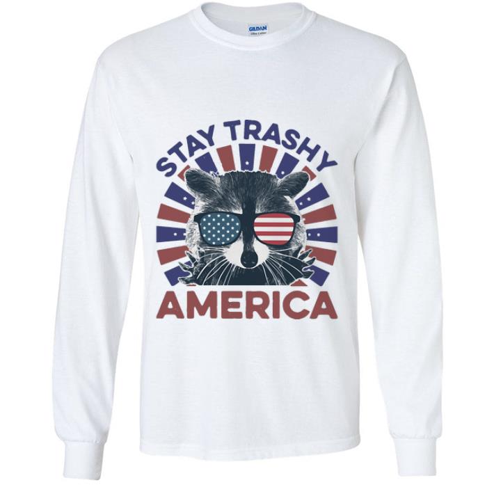 Nice Raccoon Stay Trashy America American Flag shirt