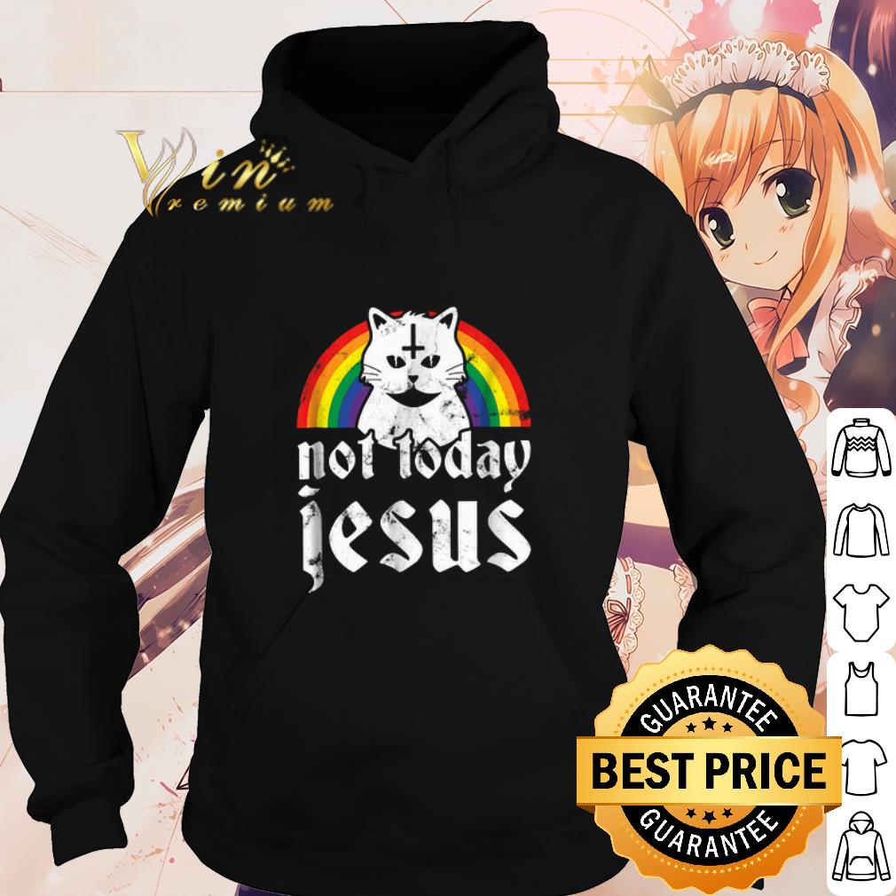 Pretty Not Today Jesus Rainbow Satanic Cat Gothic Gift Idea shirt
