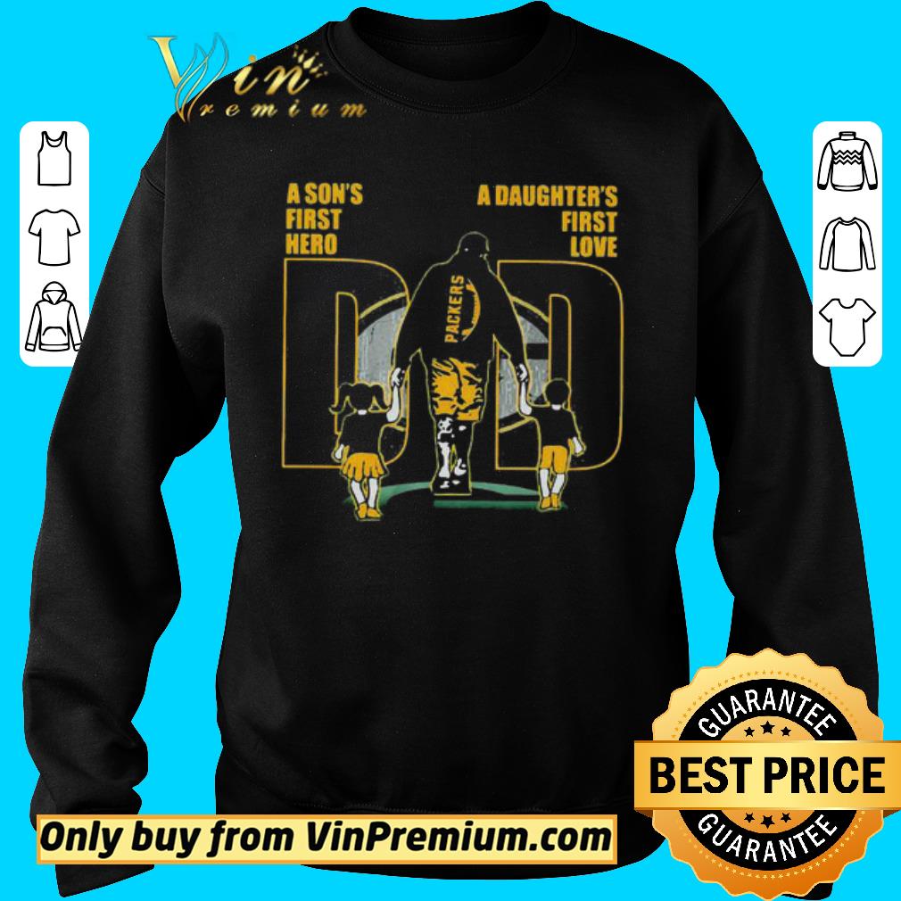 Pretty A son’s first hero a daughter’s first love dad green bay packers football happy father’s day shirt