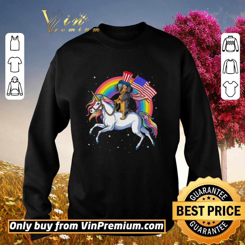 Top Dachshund Riding Unicorn Happy Independence shirt
