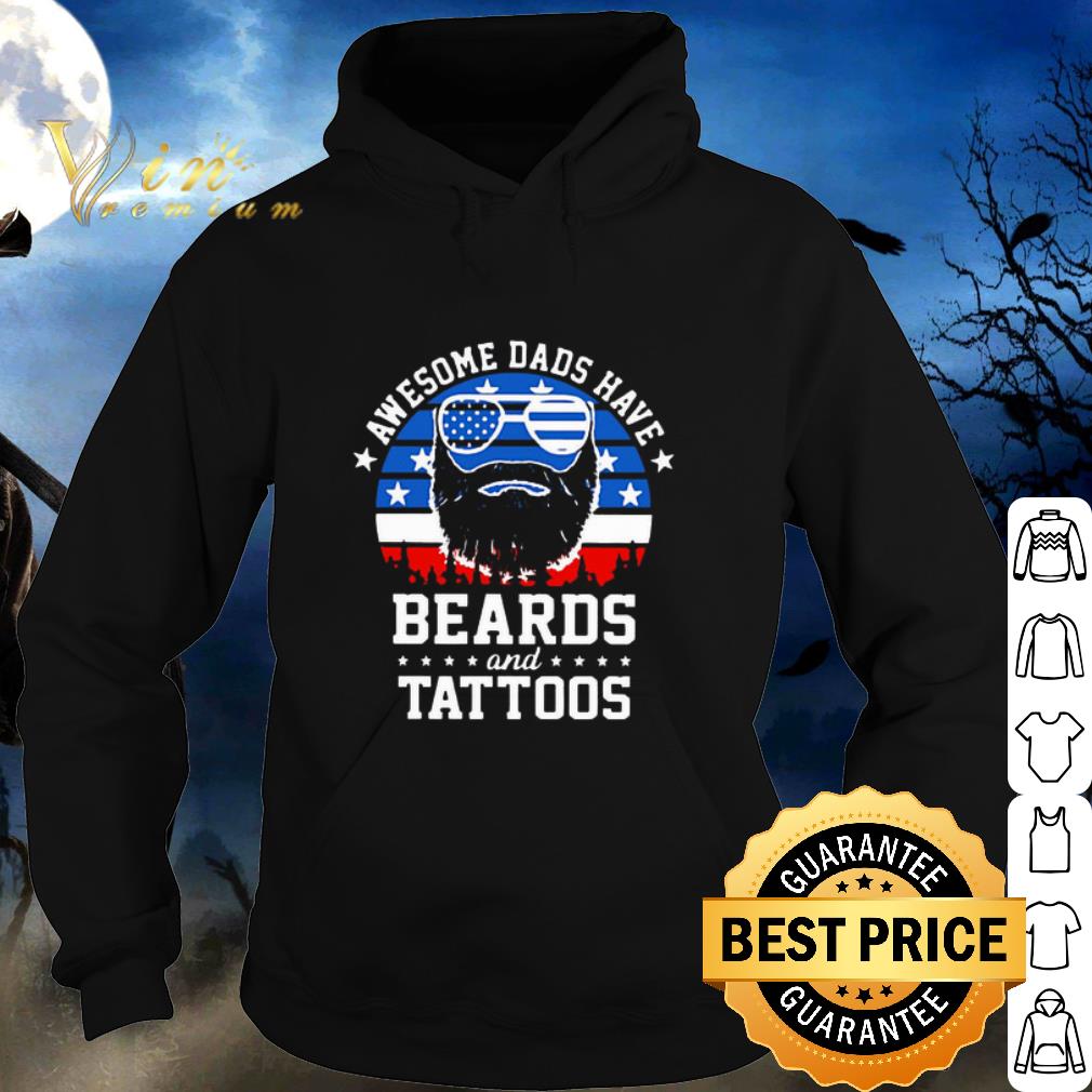 Original Awesome Dads Have Beards And Tattoos American Flag shirt