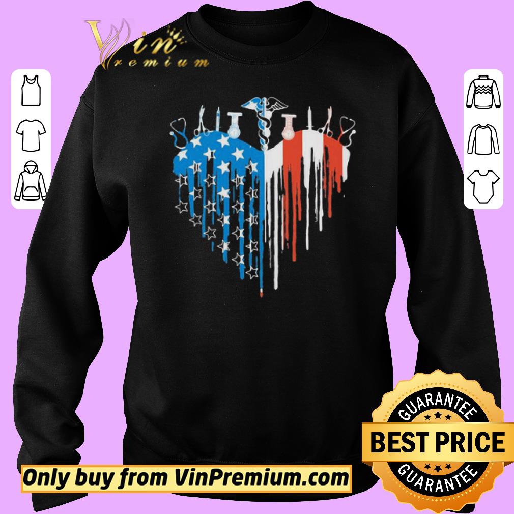 Hot Nurse heart American Flag shirt