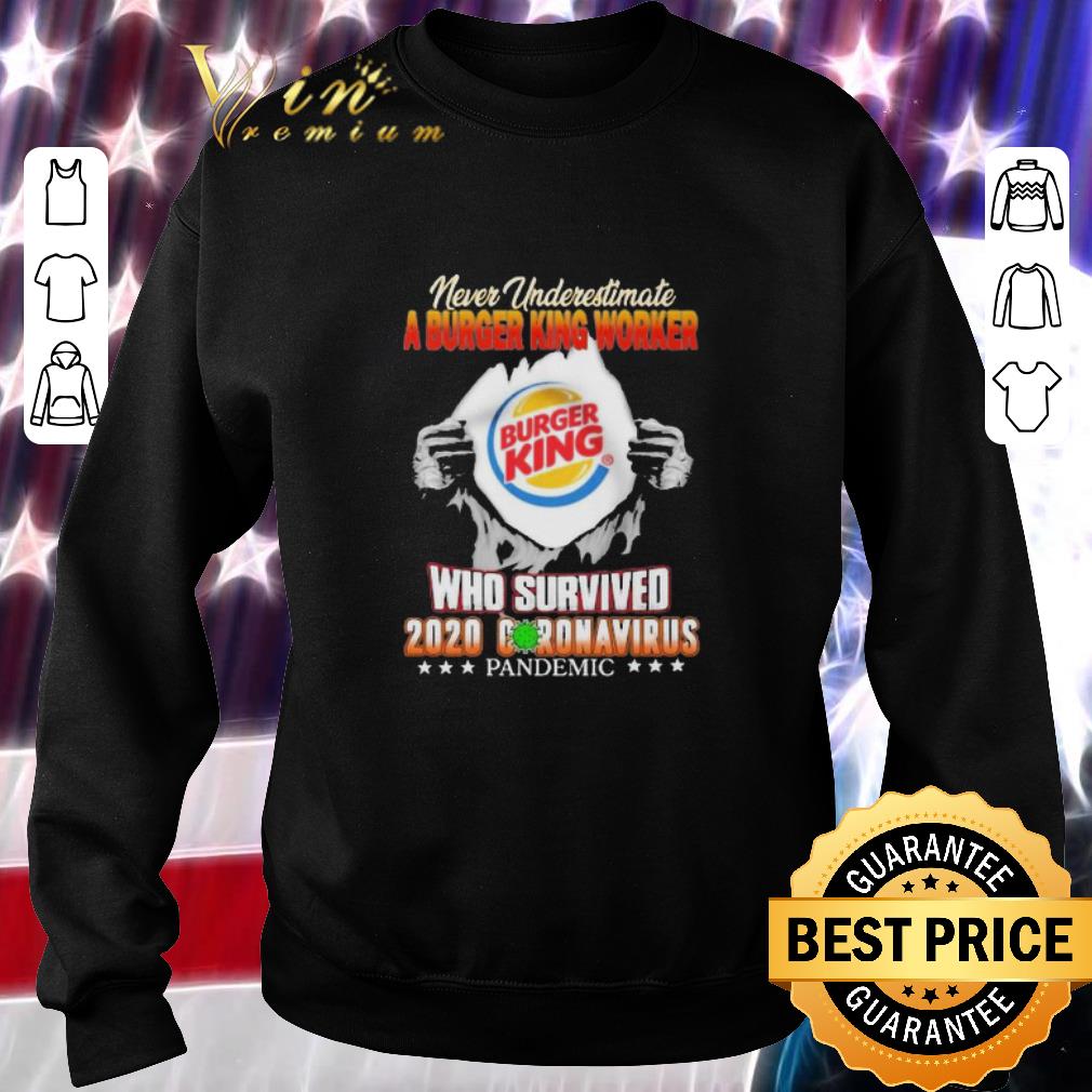 Funny Never Underestimate A Burger King Worker Who Survived 2020 Coronavirus shirt