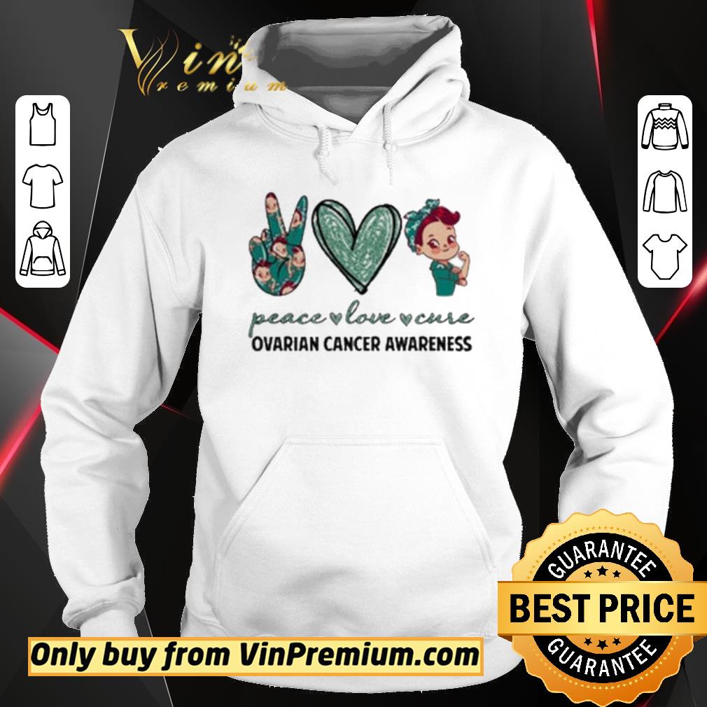 Pretty Peace Love Cure ovarian cancer awareness diamond shirt