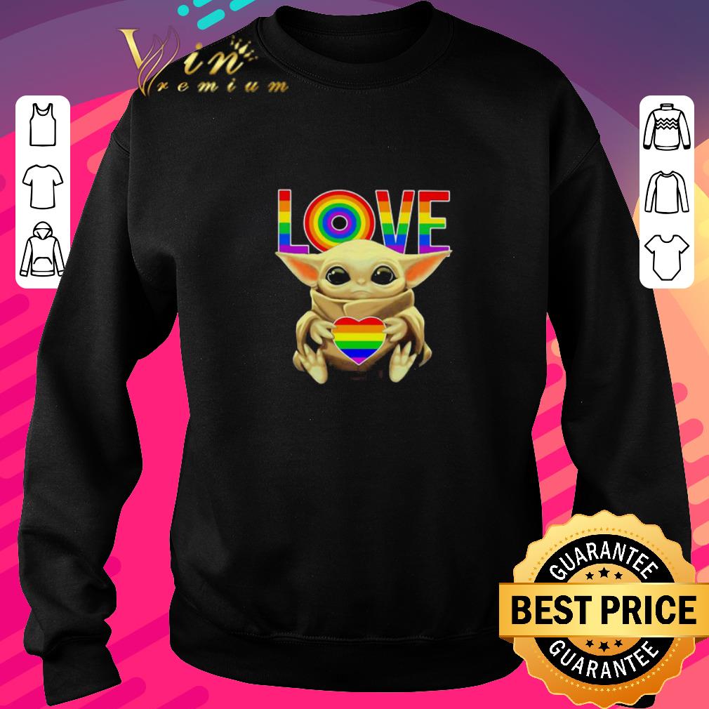 Nice Star Wars Baby Yoda Hug LGBT Heart shirt