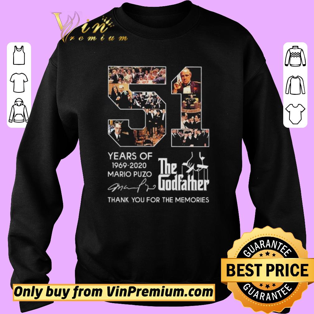 Hot 51 Years of The Godfather 1969-2020 Mario Puzo signature shirt